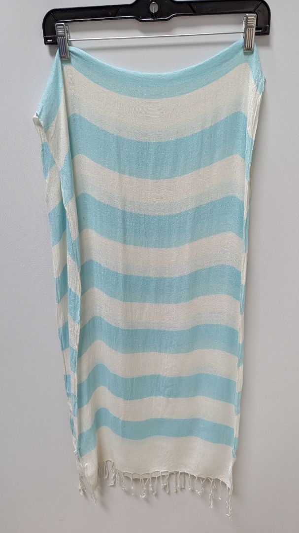 BERSHKA Accessories Light Blue/White Striped Scarf