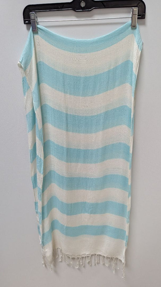 BERSHKA Accessories Light Blue/White Striped Scarf