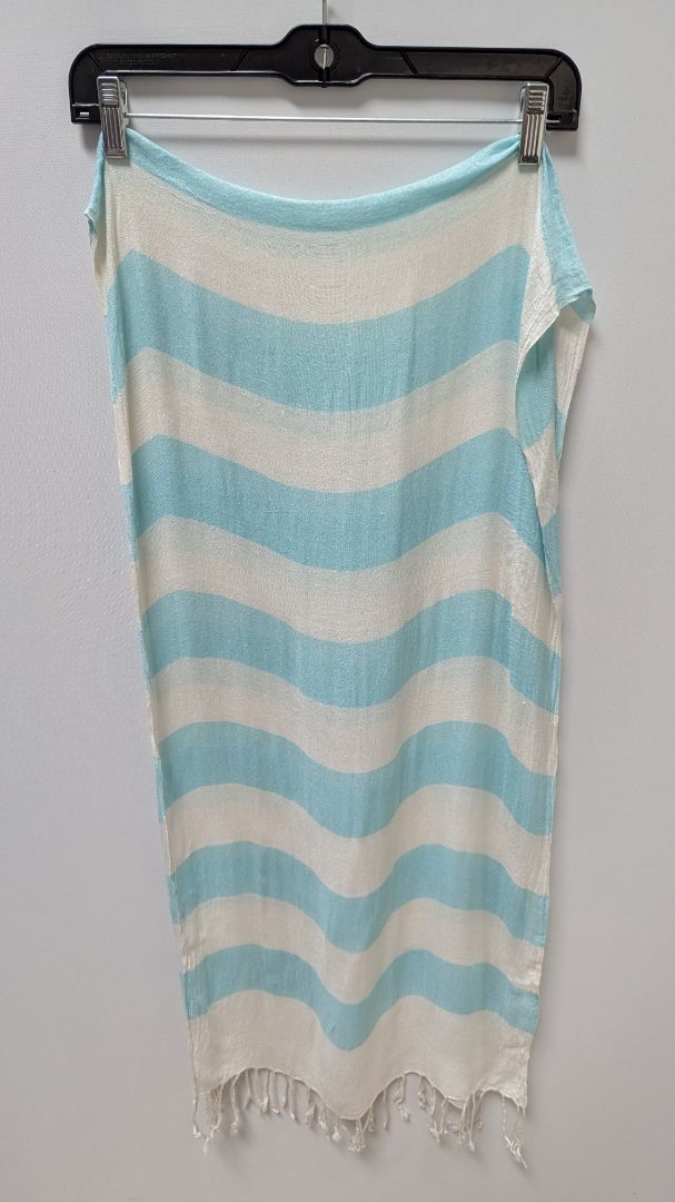 BERSHKA Accessories Light Blue/White Striped Scarf