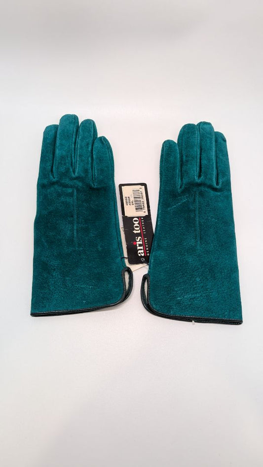 aris too Vintage Turquoise Genuine Leather Gloves