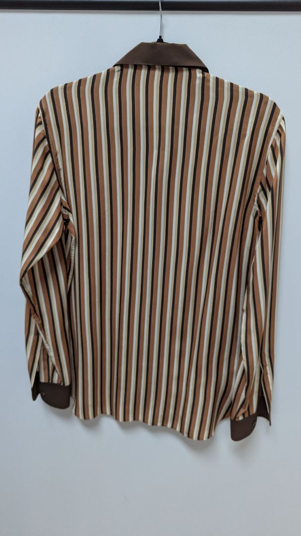 Lalliaui Brown Striped Italian Button-Down Shirt