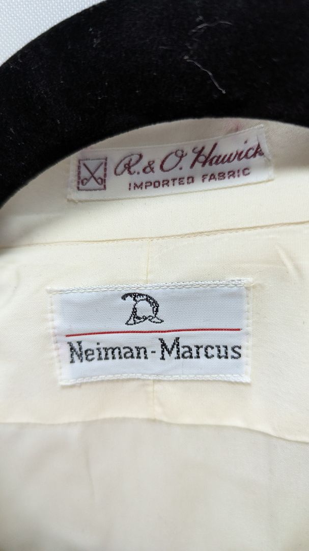 Neiman Marcus Ivory Pleated Tuxedo Button-Down Shirt