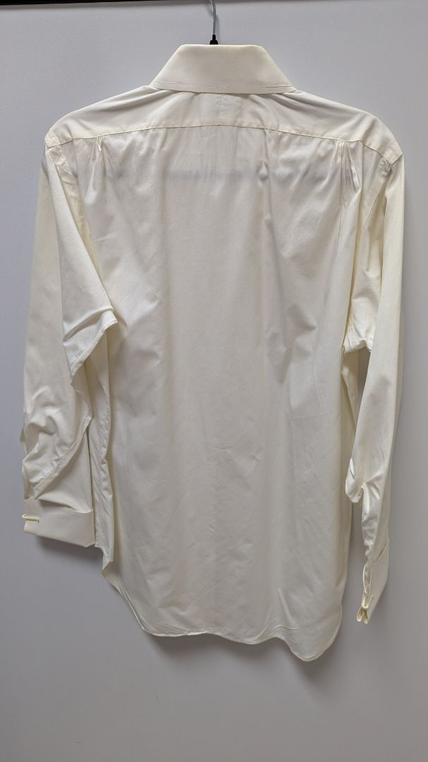 Neiman Marcus Ivory Pleated Tuxedo Button-Down Shirt