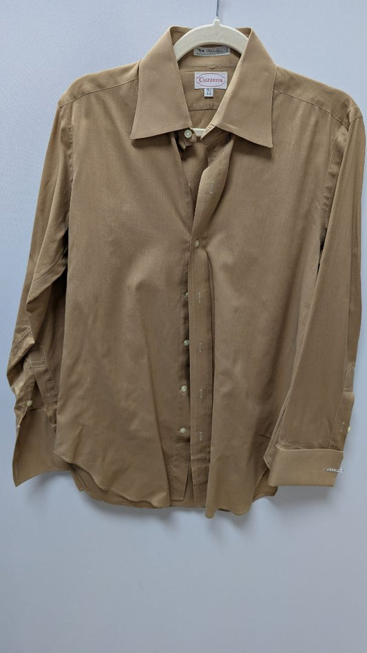 Cuzzens Light Brown Long-Sleeve Button-Down Shirt