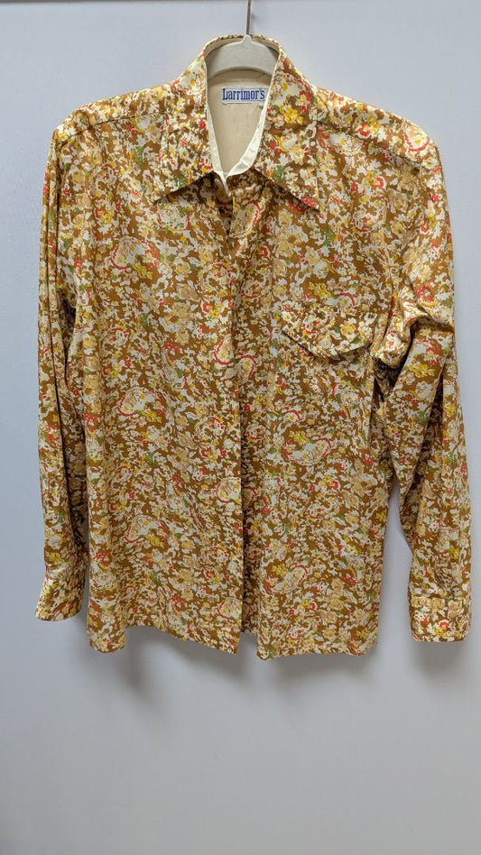 Larrimor's Vintage Orange Floral Button-Down Shirt