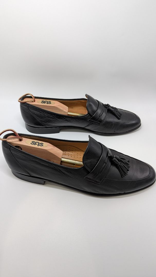 Bally Black Leather Tassel Fringe Loafer