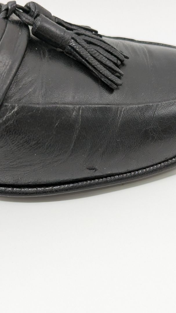 Bally Black Leather Tassel Fringe Loafer