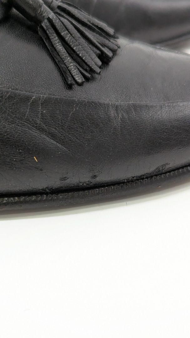 Bally Black Leather Tassel Fringe Loafer