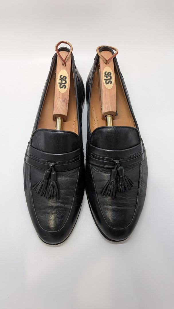 Bally Black Leather Tassel Fringe Loafer