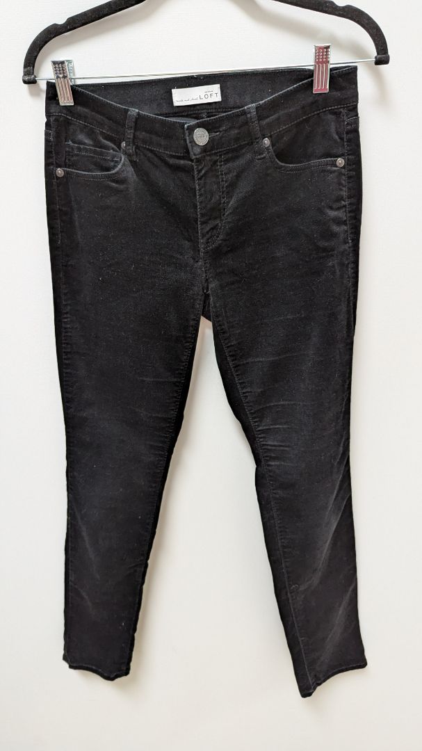 LOFT Black Velvet Modern Skinny Pants