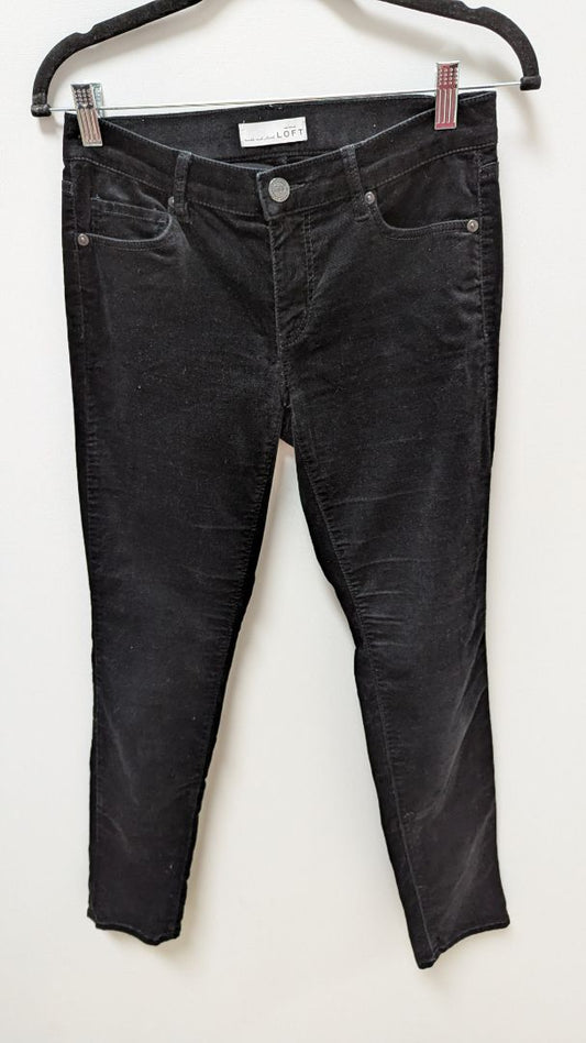 LOFT Black Velvet Modern Skinny Pants