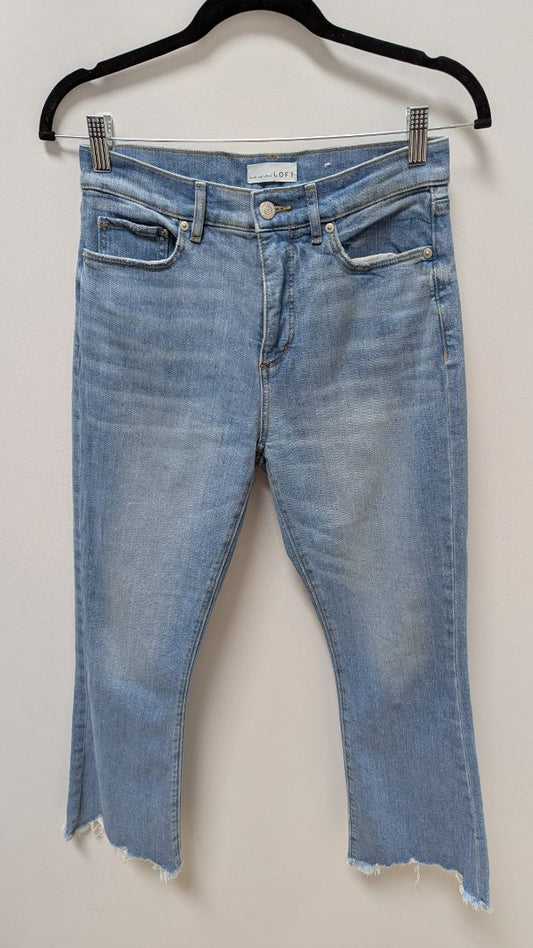 LOFT Light Wash "The Kick Crop" Distressed Jeans