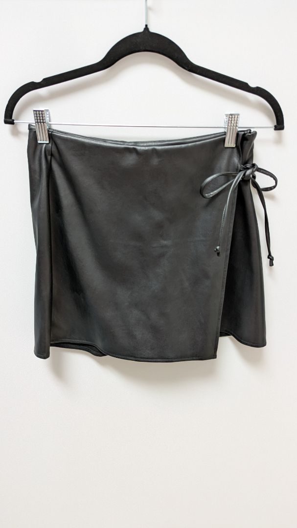 Simply Blessed Black Faux Leather Mini Skort