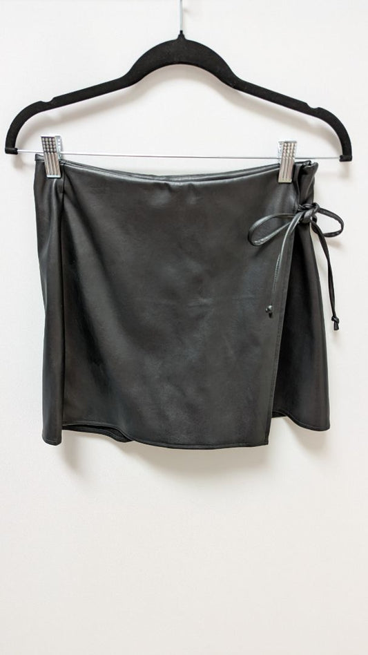 Simply Blessed Black Faux Leather Mini Skort