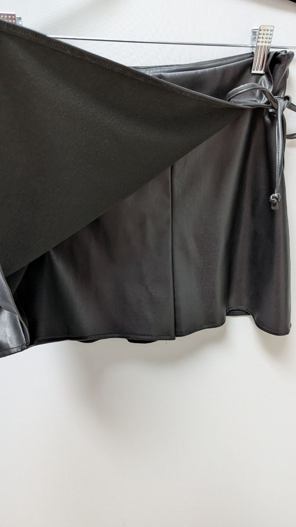 Simply Blessed Black Faux Leather Mini Skort