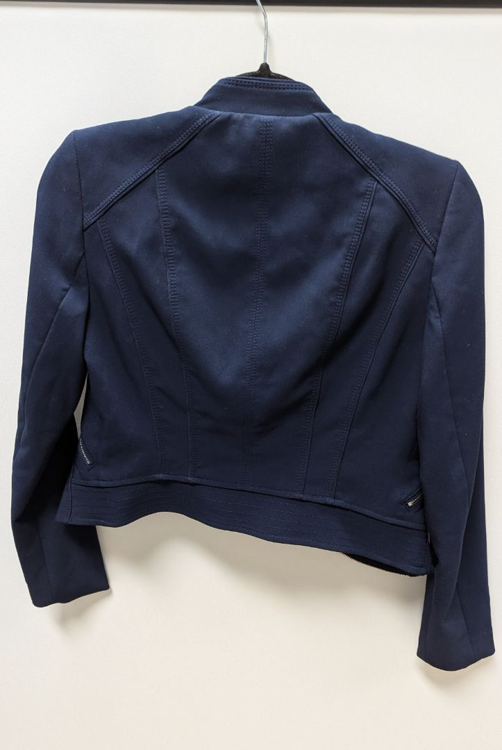 White House Black Market Navy/Silver Moto Jacket