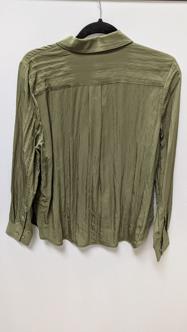 Madewell Dark Green Long-Sleeve Button-Down Blouse