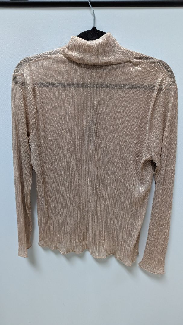 BCBGMAXAZRIA Dusty Rose Sheer Shimmer Blouse