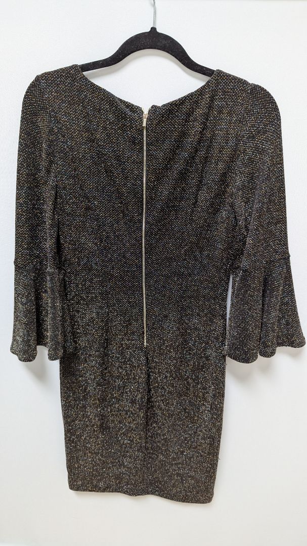 Calvin Klein Black/Gold/Silver Metallic Bodycon Dress
