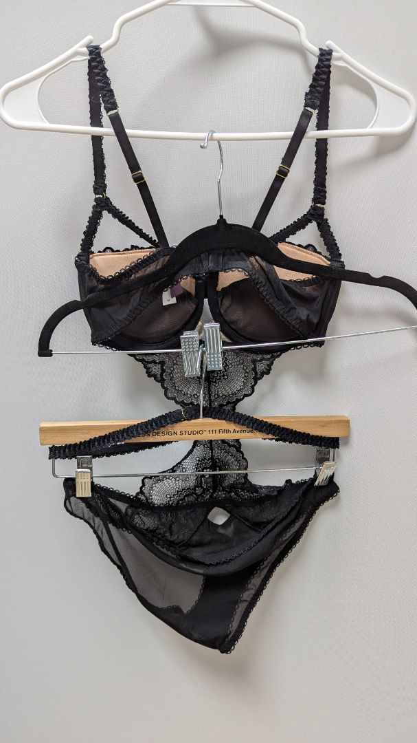 Adore Me Black Lace Cutout One-Piece Lingerie