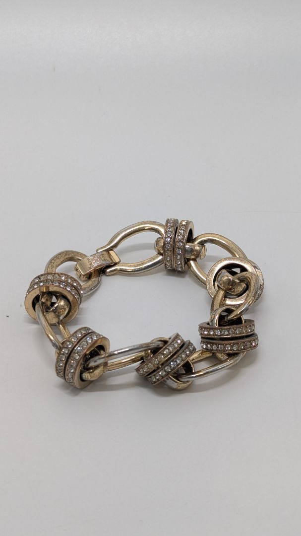 Gold Rhinestone Circle Chain Bracelet