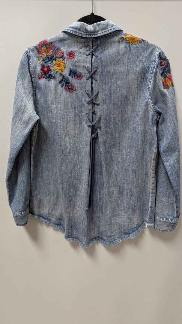 Billy T Light Wash Embroidered Button-Down Denim Shirt