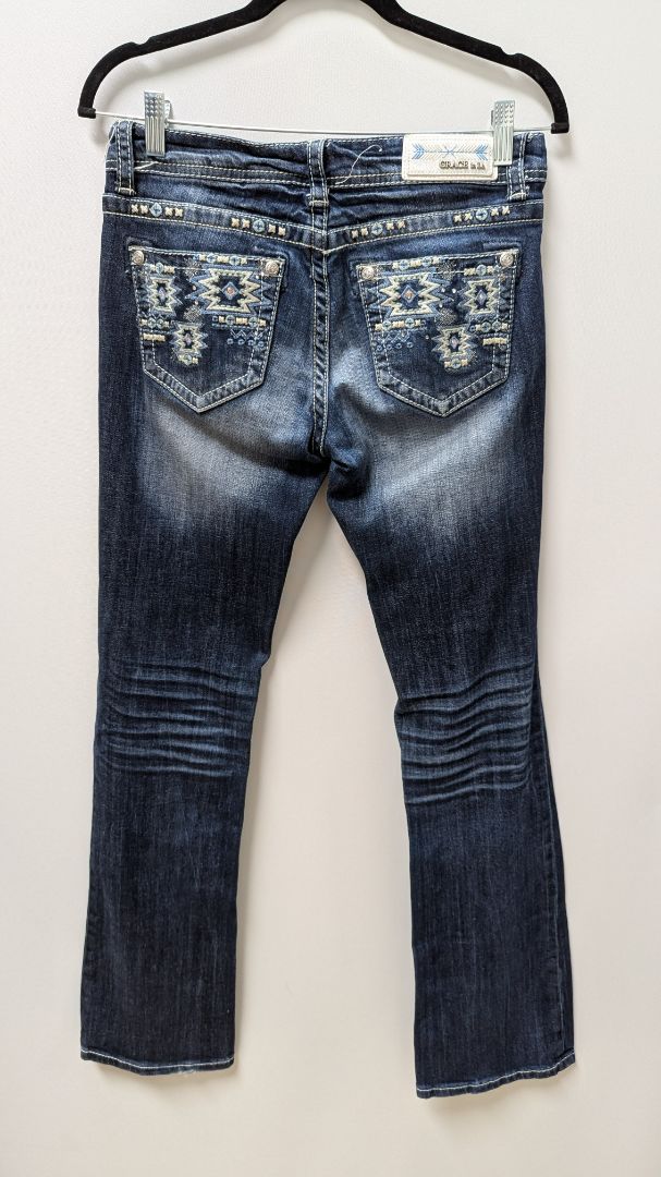 Grace in L.A. Dark Wash Embellished Bootcut Jeans