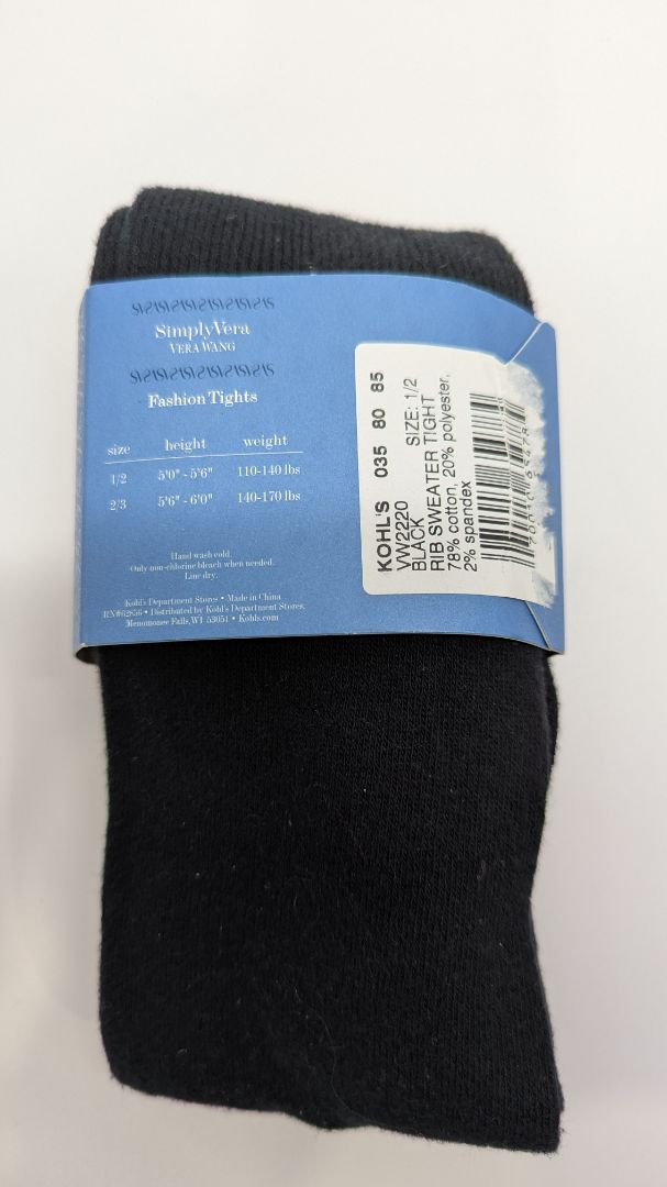 Simply Vera by Vera Wang Black Ribbed Sweater Tight Fashion Tights