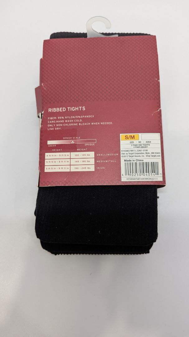 Merona Black 2-Pack Ribbed Tights