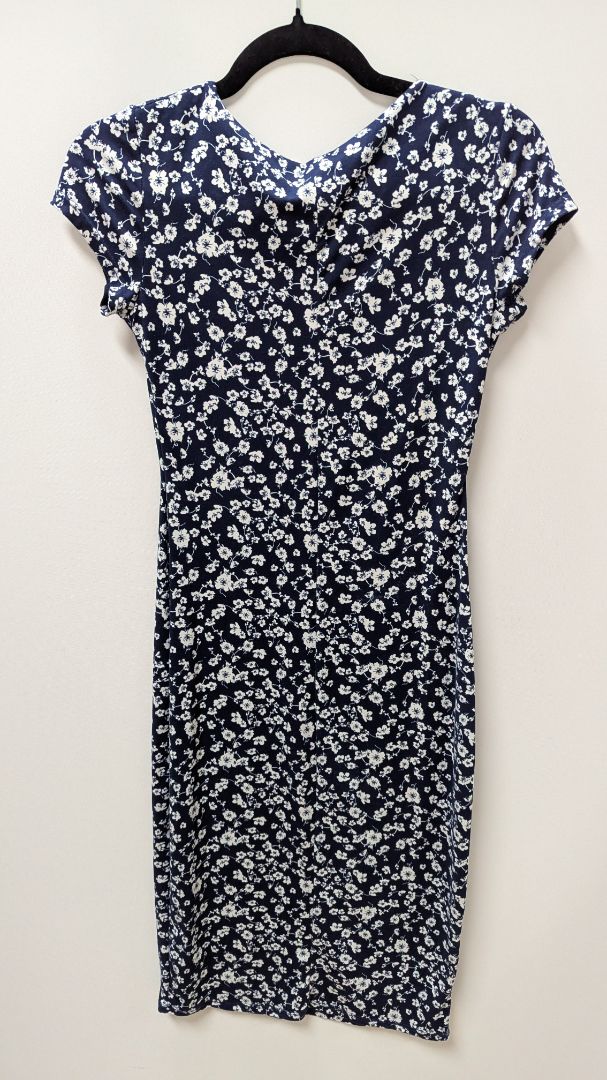 Jessica Simpson Navy/White Floral Knit Midi Dress