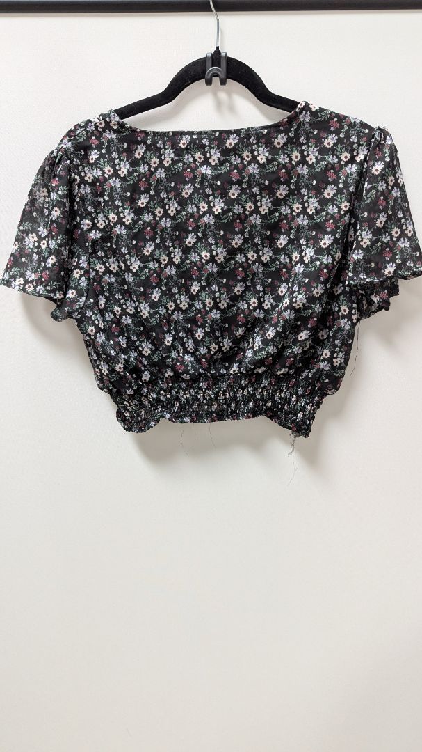 Vine and Valley Black Floral Crop Blouse & Skirt Set