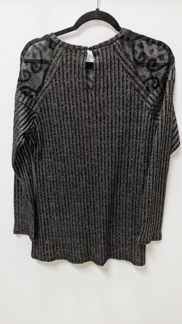 Black/Silver Shimmer Long-Sleeve Blouse