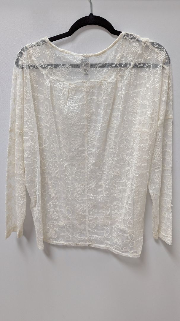 XCVI Ivory Lace Long-Sleeve Sheer Blouse