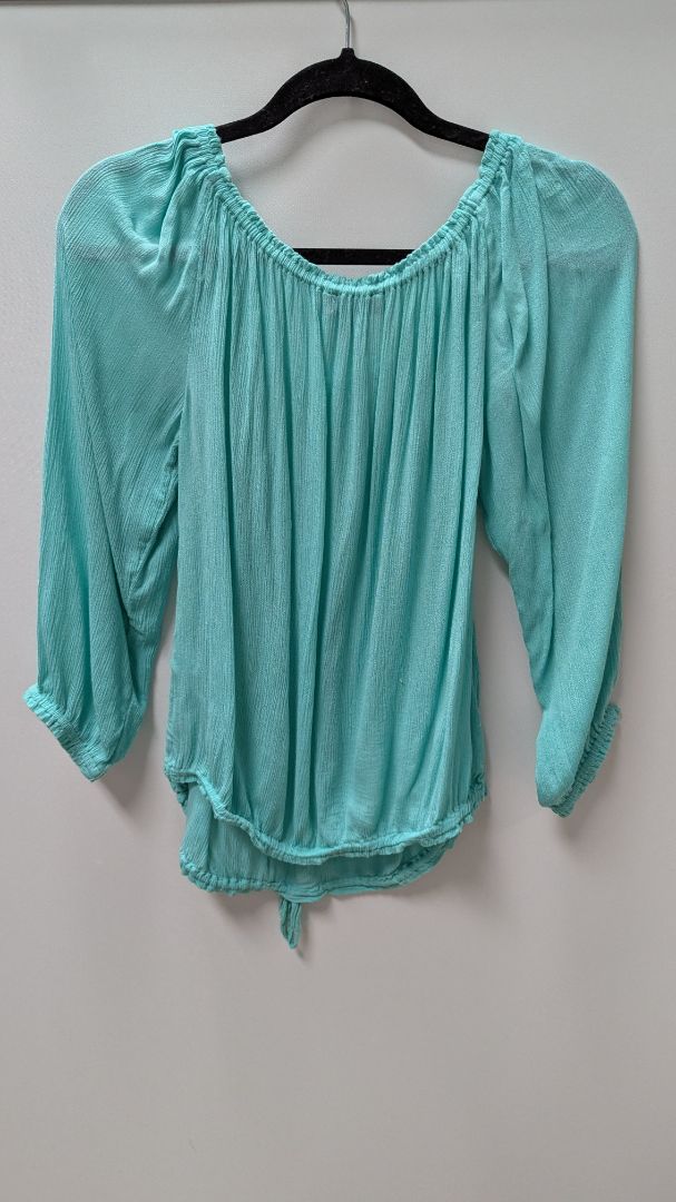Tommy Hilfiger Turquoise Off-The-Shoulder Blouse