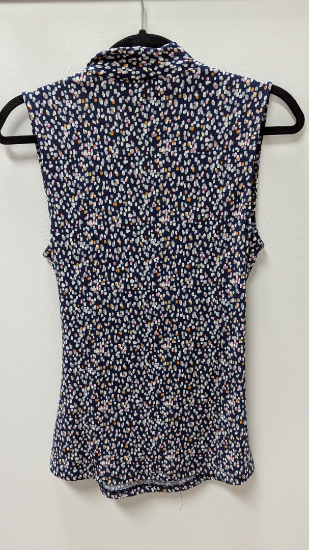 41 Hawthorn Navy Printed Faux-Wrap Sleeveless Blouse