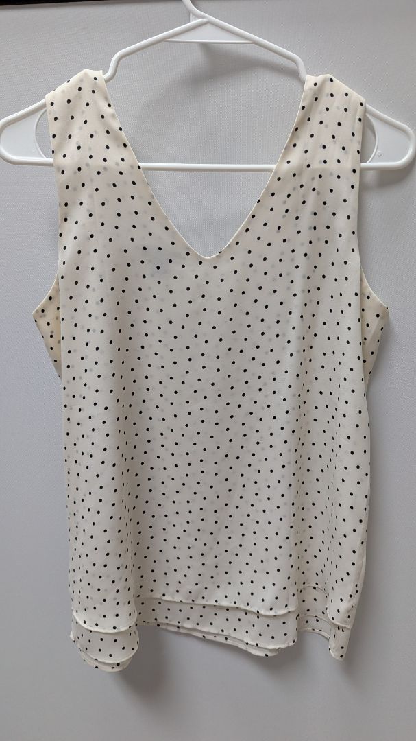 Ann Taylor Cream/Black Polka Dot Shell Blouse