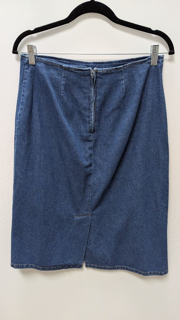 VS Vintage Studio Medium Wash Denim Midi Skirt