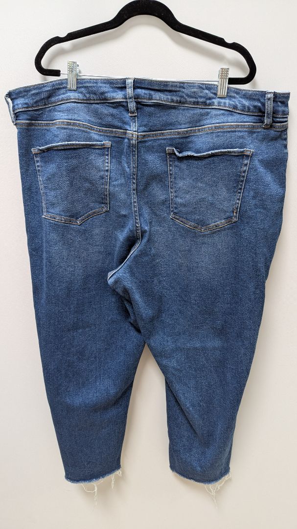 Ava & Viv Medium Wash Distressed Wide-Leg Jeans