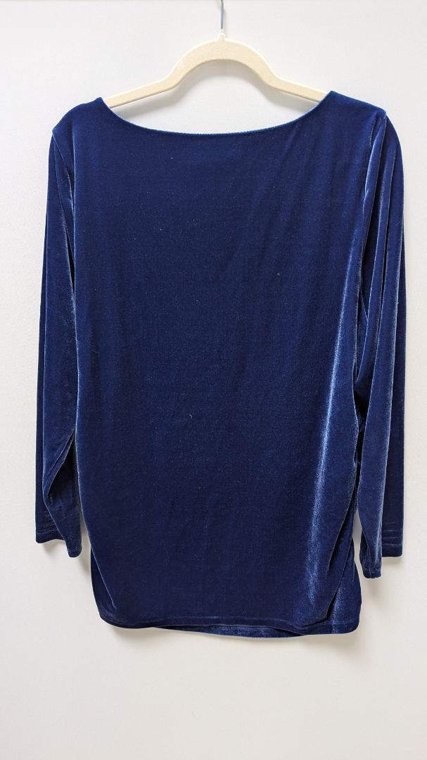 Soft Surroundings Dark Blue Velour Tunic Sweater