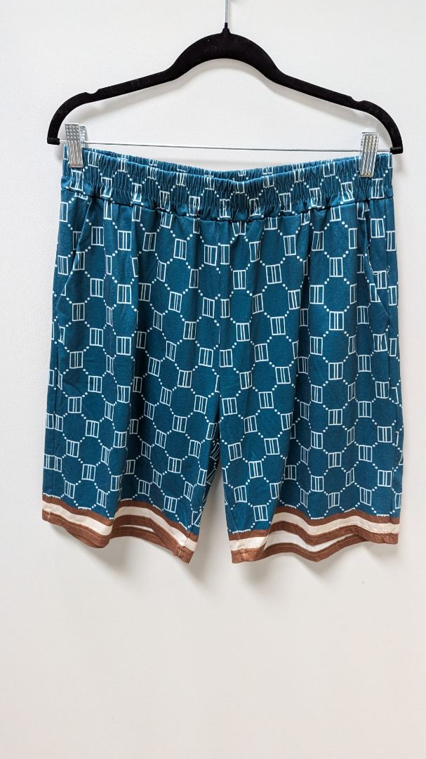 Blue/Brown Printed 2-Piece Sleepwear Set