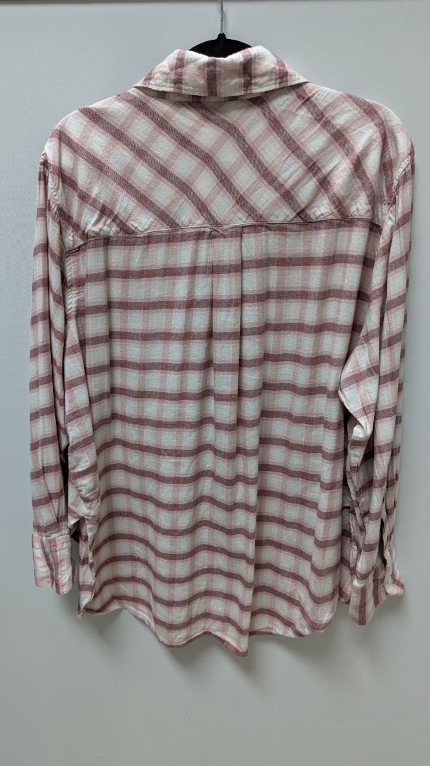 Lane Bryant Pink Plaid Button-Down Flannel Shirt