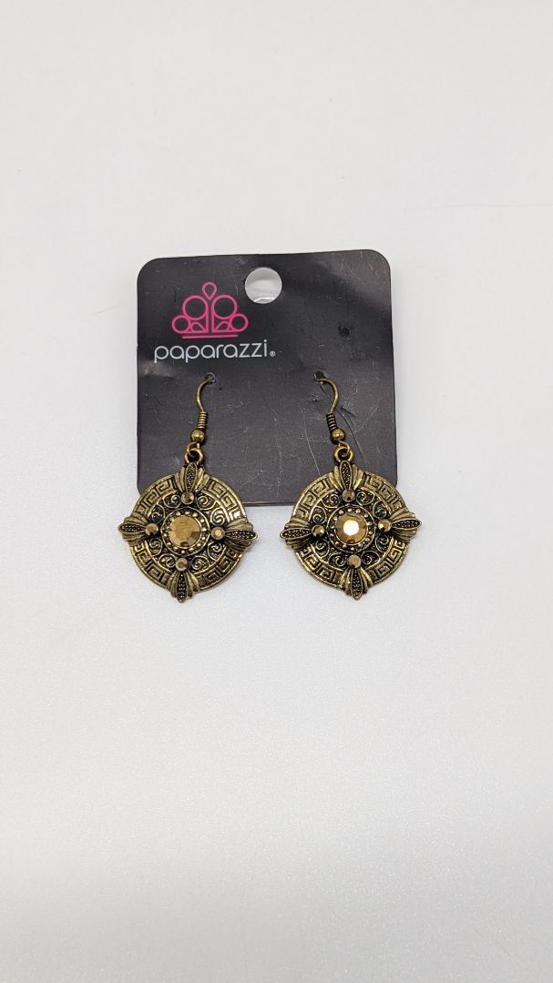 Paparazzi Bronze Aztec Medallion Earrings