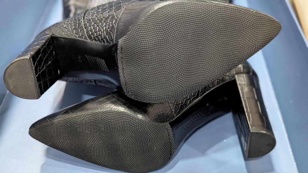 PAIGE Black Carmen Crocodile Heeled Boots