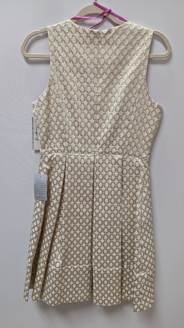 Eliza J Ivory/Gold Jacquard Fit & Flare Dress