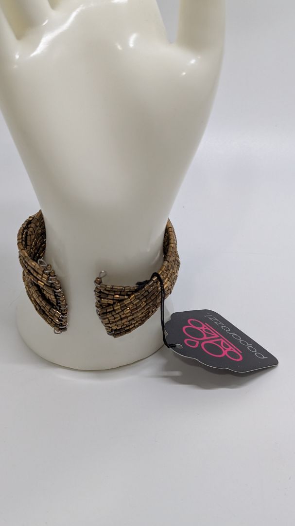 Paparazzi Bronze Gold Beaded Bangle Bracelet