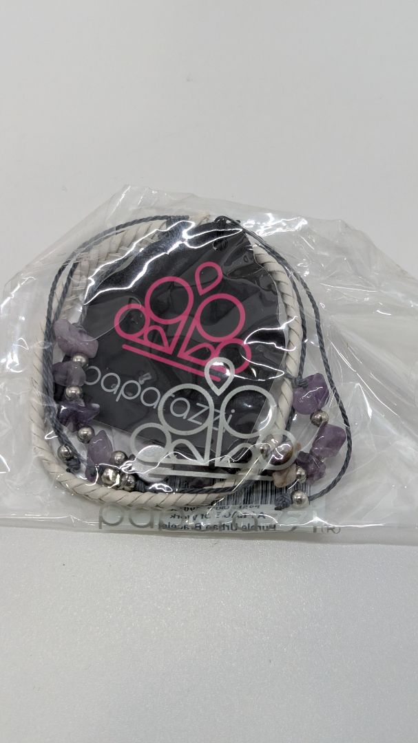 Paparazzi White/Purple 3-Strand Beaded Cord Bracelet