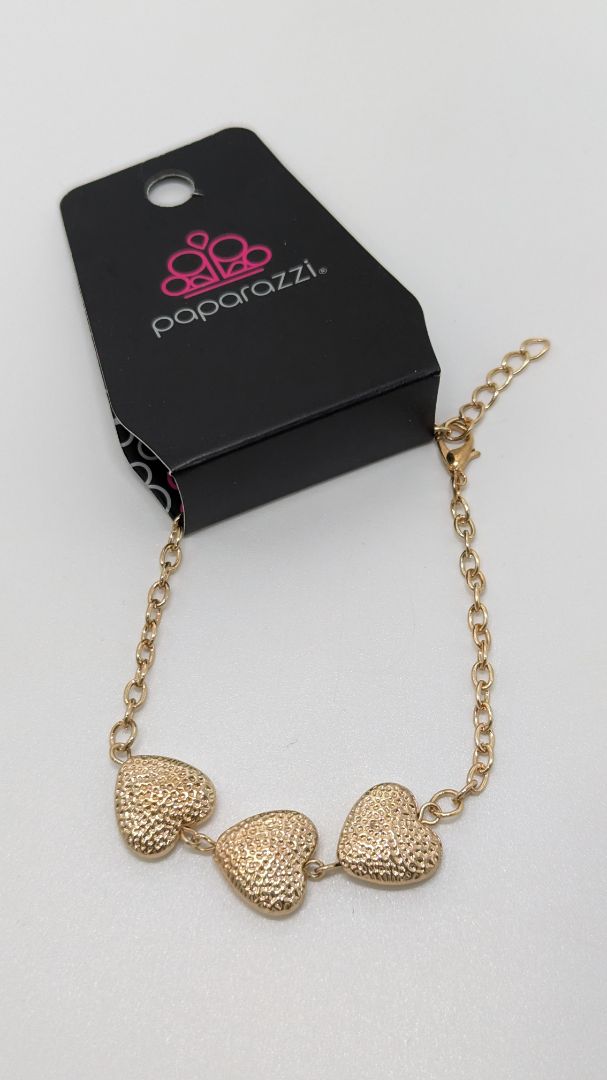Paparazzi Gold 3-Heart Chain Bracelet