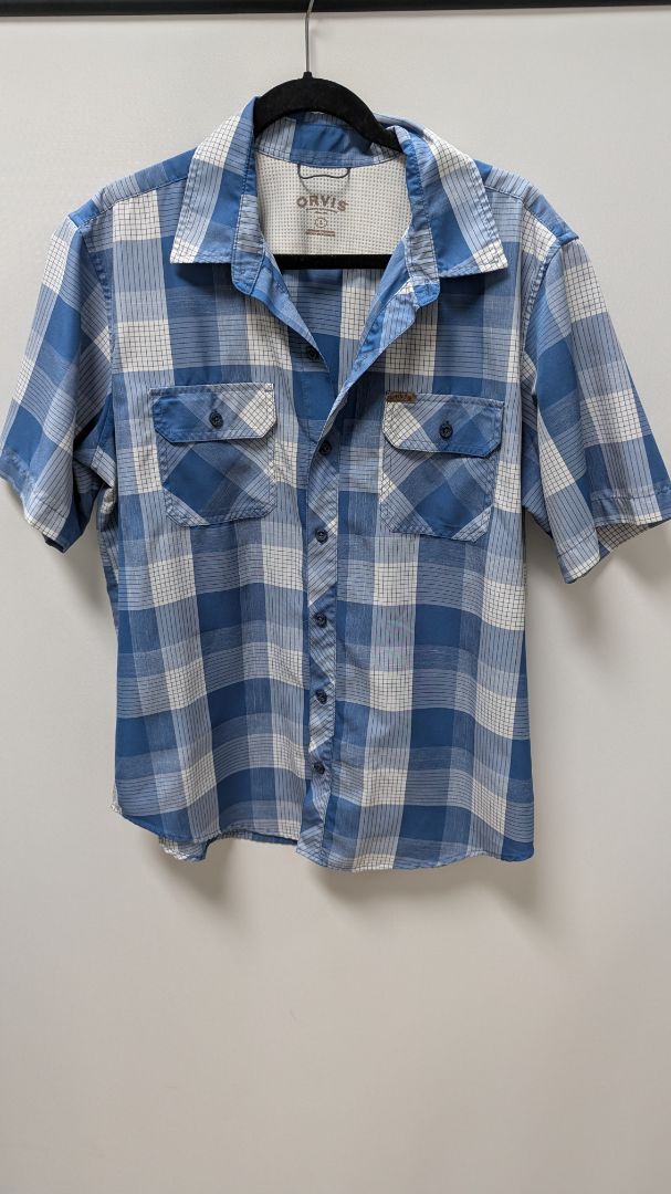orvis dress shirts ORVIS Men's Blue Plaid Button-Down Shirt