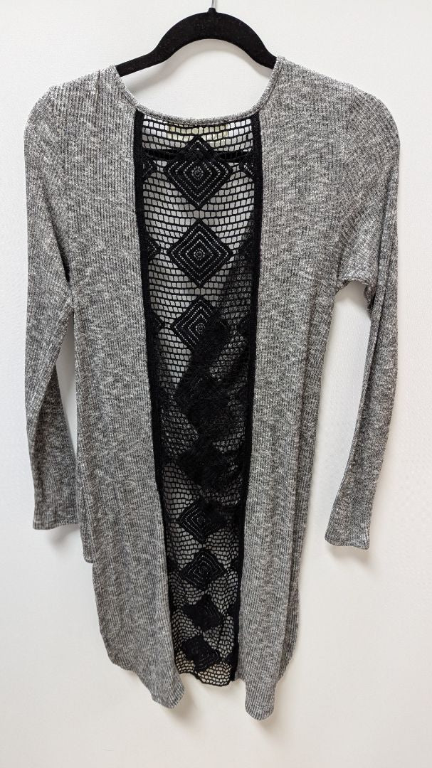 Vintage Havana Grey/Black Crochet-Back Tunic Sweater