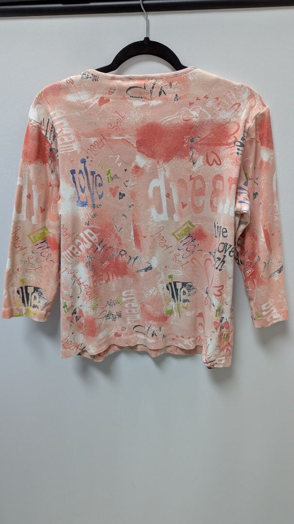 Chico's Design Pink Graphic V-Neck Tee